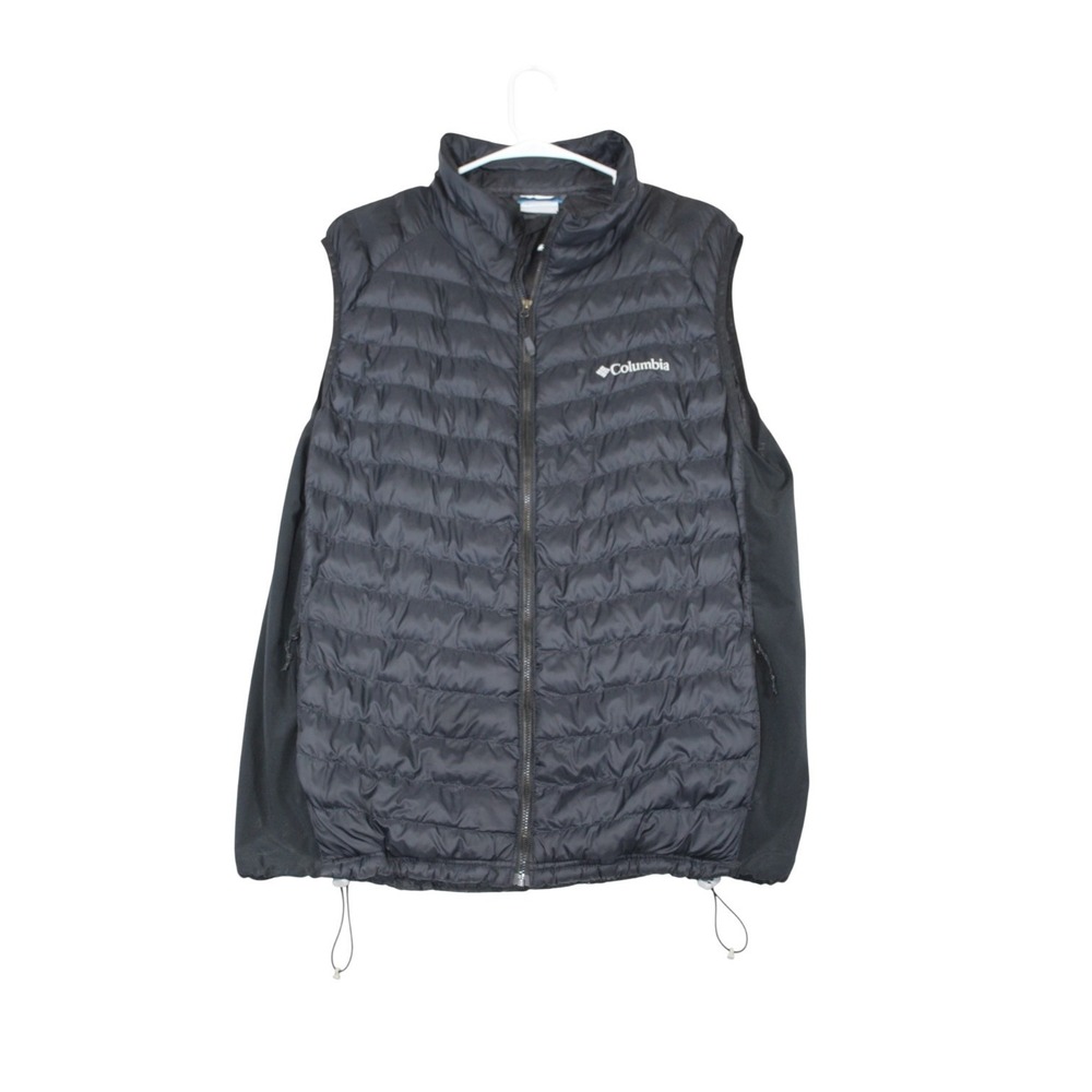 Columbia Sportswear Powder Pass Hybrid Vest Men Large Black Logo Full Zip Winter - Picture 2 of 8